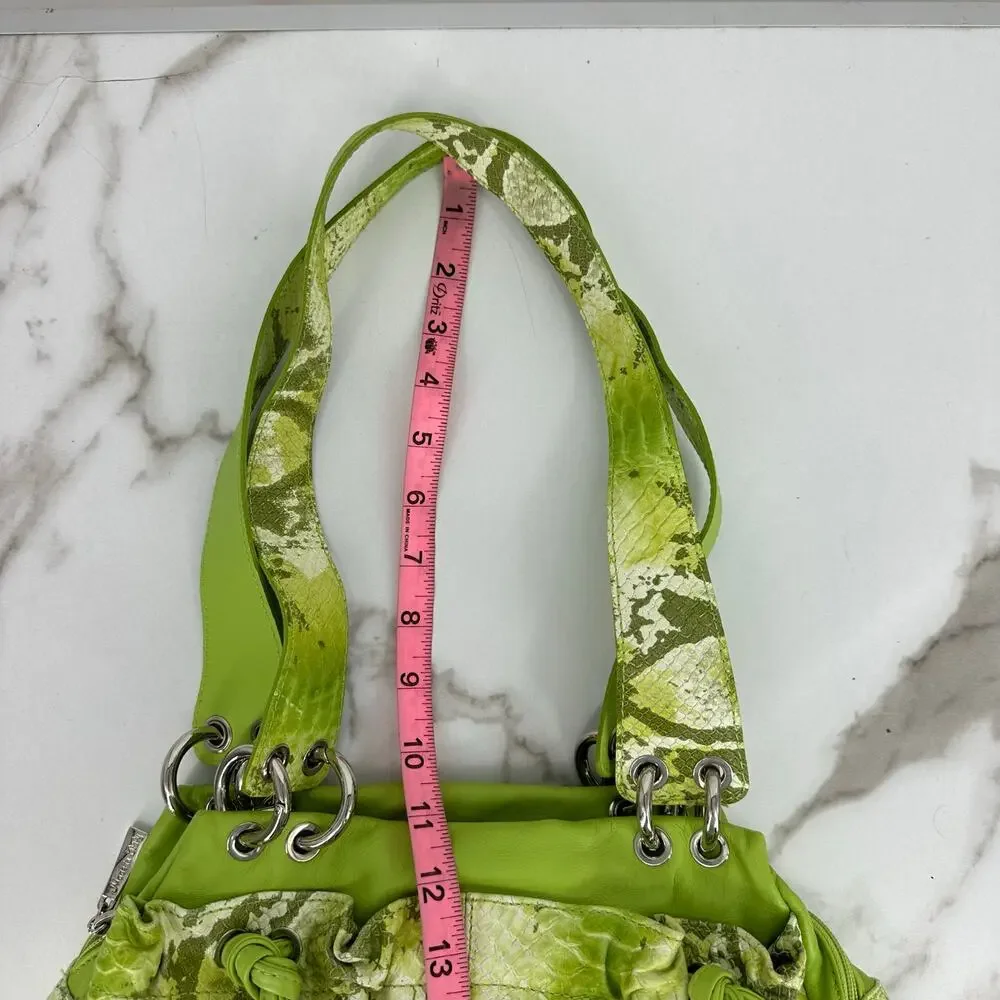 Gilda Tonelli Womens Shoulder Leather Bag Green Snake Y2K Wacky Artsy Unique